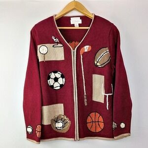 CJ Banks by‎ Christopher & Banks Sports Theme Zip Cardigan
